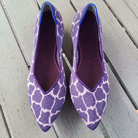 Rothy's Shoes - Rothy's The Point in Violet Giraffe Pointed Toe Flats Aquarius Birthday RETIRED